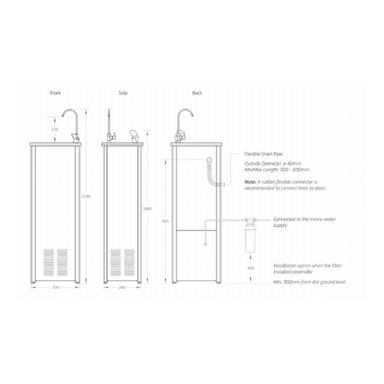 Stainless Water Bubbler - 30 LPH With Glass Filler - PURCHASE OUTRIGHT.