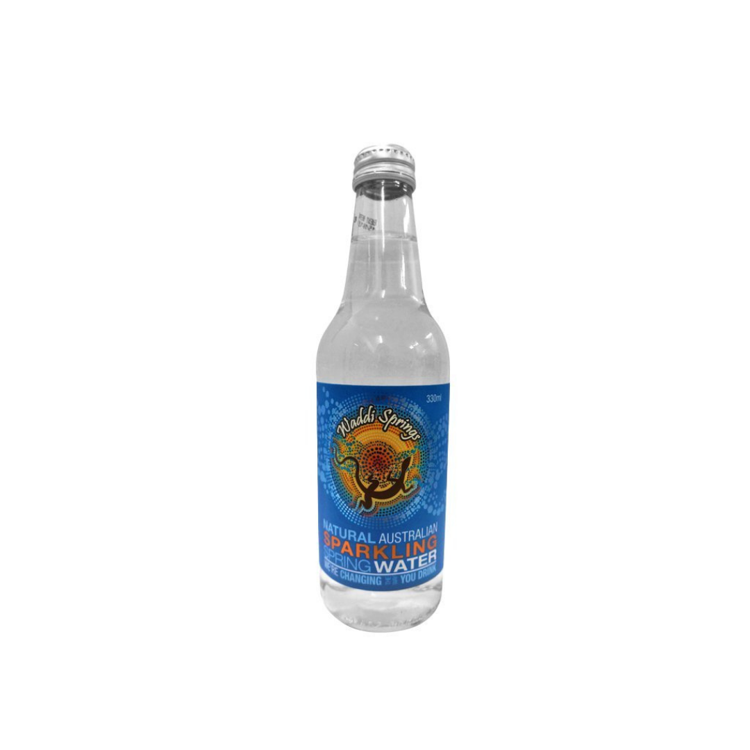 Waddi Springs Premium Sparkling 330ml Natural Spring Water 24pk Glass.
